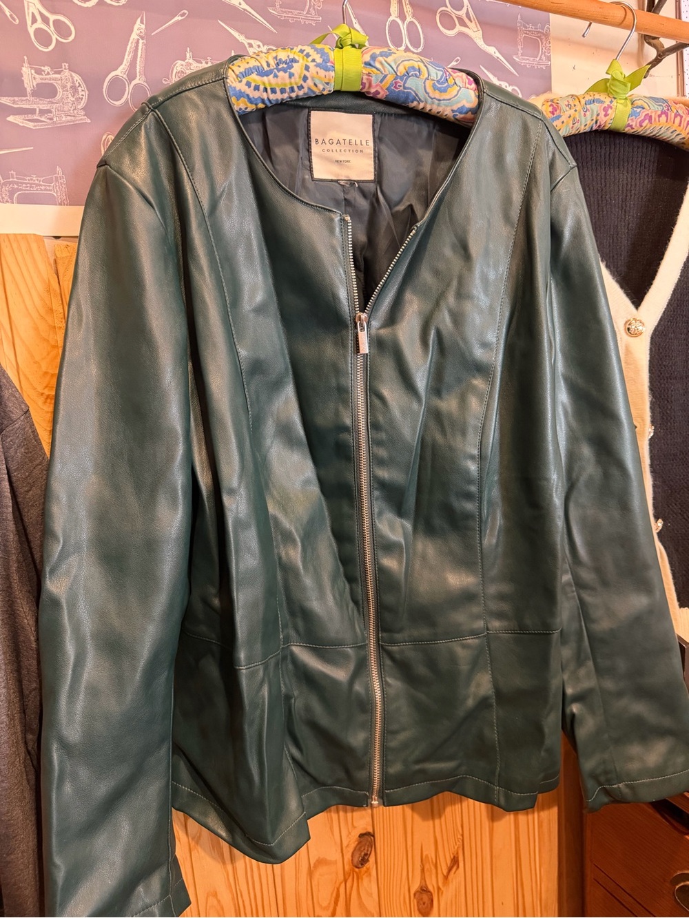 bagatelle Emerald Green Vegan Leather Zip Jacket